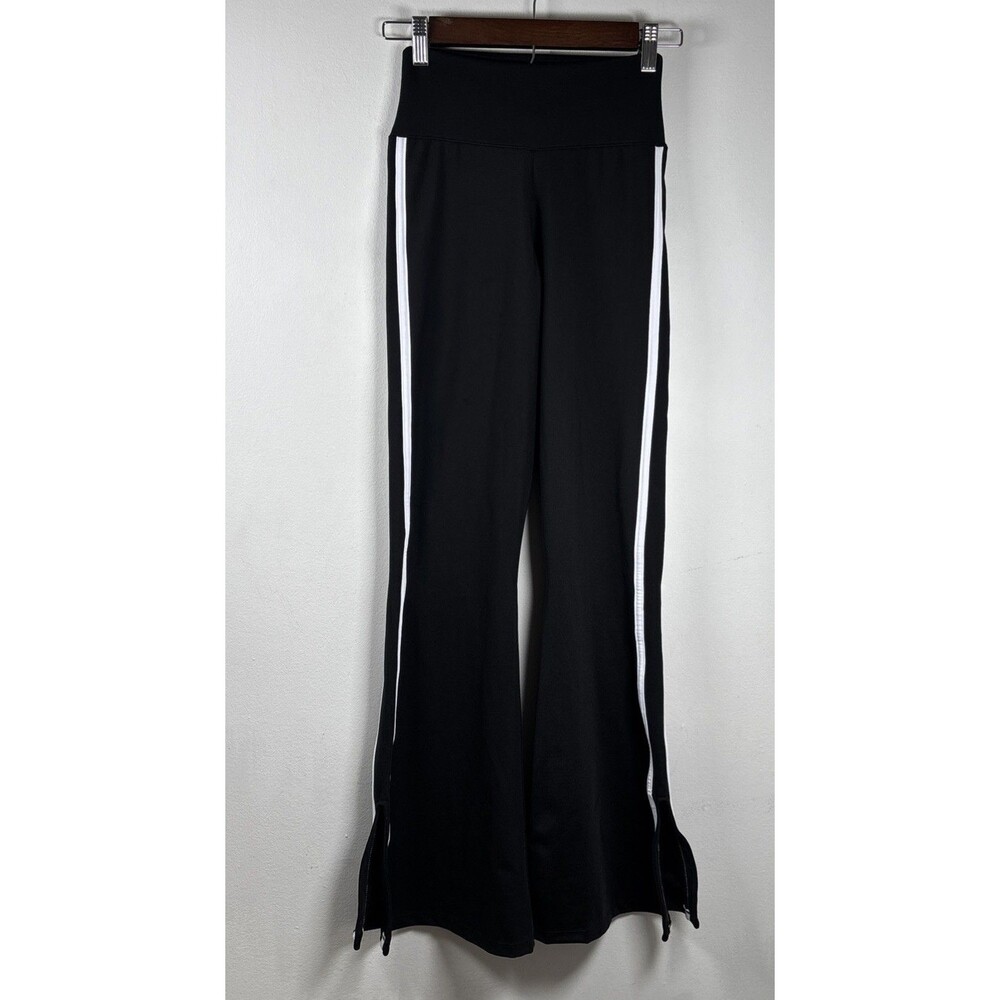 Donna Carioca Flare Leg Yoga Pants Black White Stripe High Rise Athleisure S